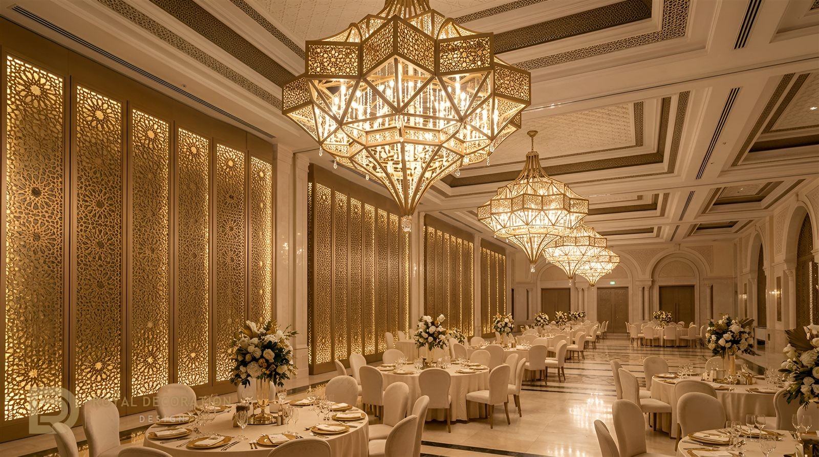 Five-Star Hotel &mdash; Champagne Gold &mdash; Ballroom chandeliers