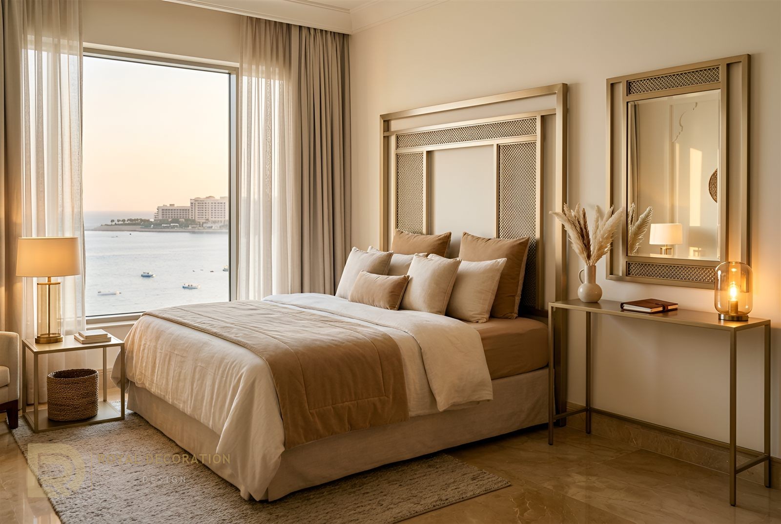 Five-Star Hotel &mdash; Champagne Gold &mdash; Suite mirror & console