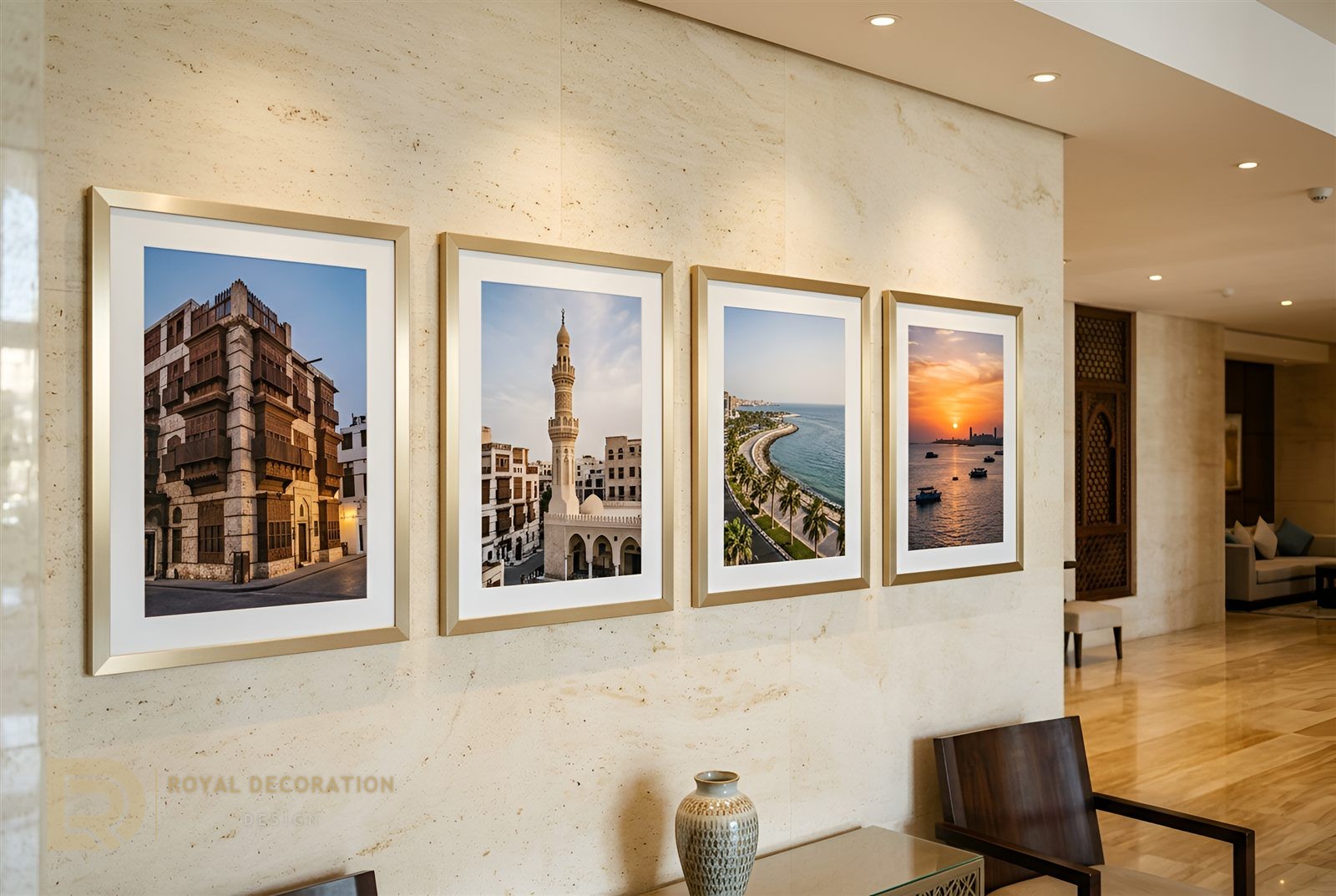 Five-Star Hotel &mdash; Champagne Gold &mdash; Jeddah landmarks wall art