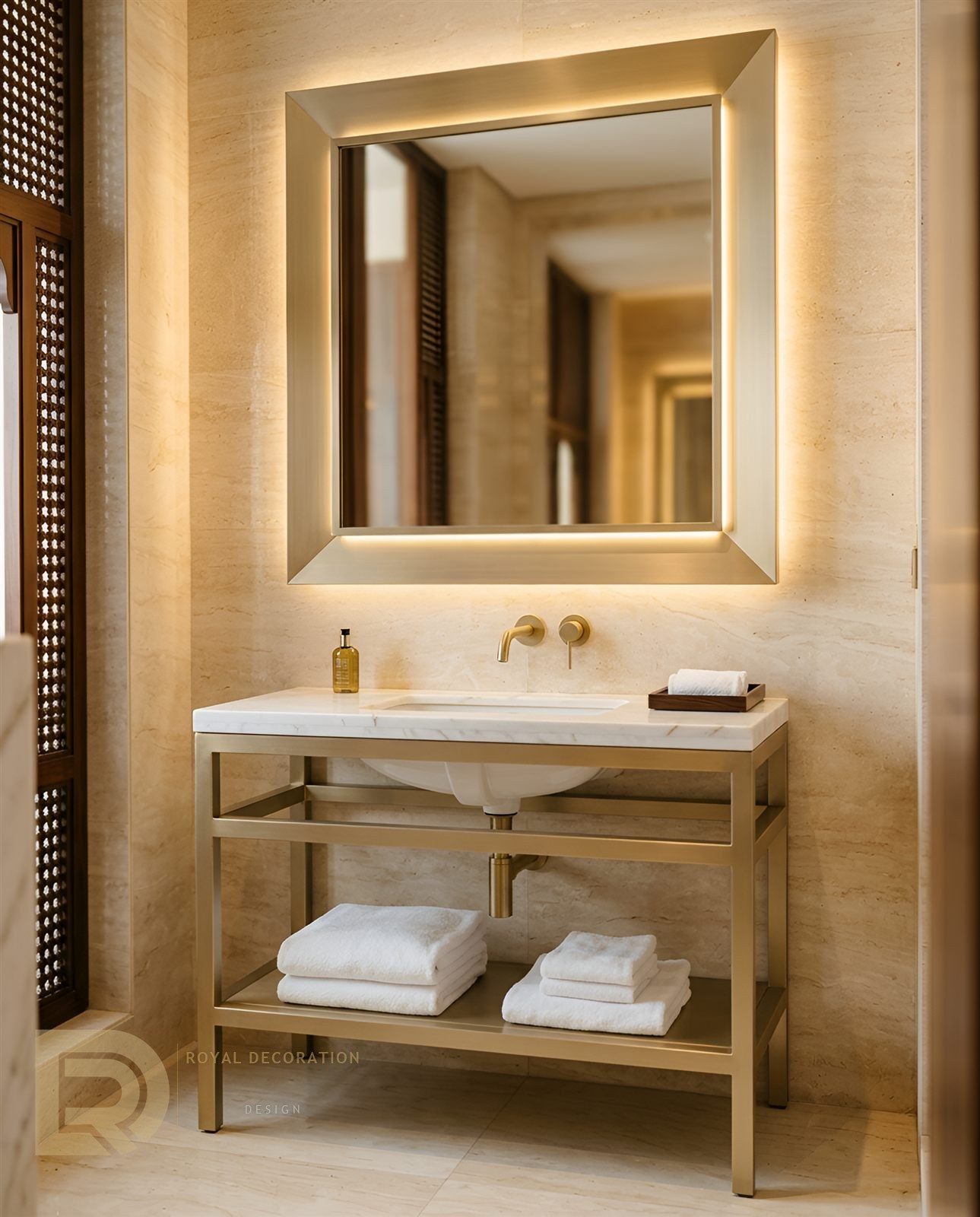 Five-Star Hotel &mdash; Champagne Gold &mdash; Powder room mirror