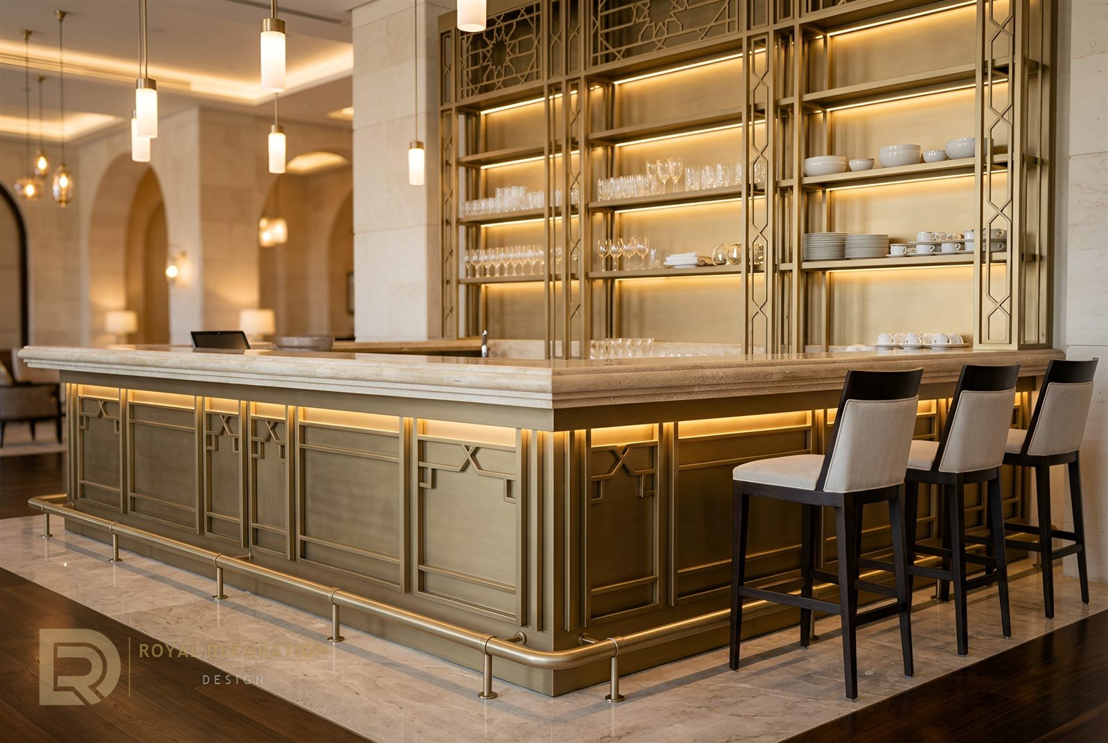 Five-Star Hotel &mdash; Champagne Gold &mdash; Restaurant counter & bar back