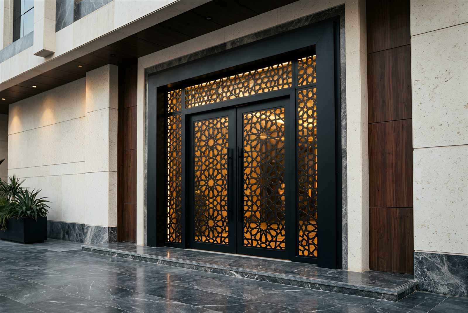 Five-Star Hotel — Matte Black PVD — Entrance portal