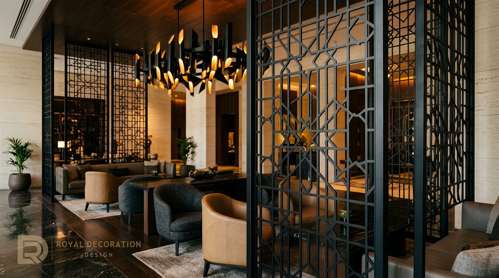 Five-Star Hotel — Matte Black PVD — Lobby lounge
