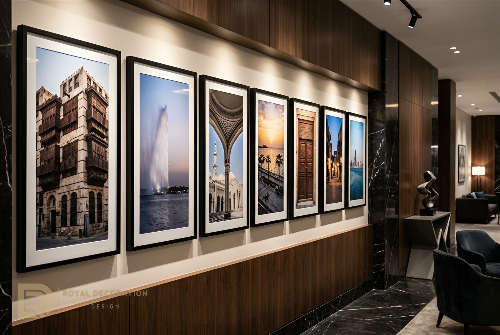 Five-Star Hotel — Matte Black PVD — Jeddah landmarks wall art