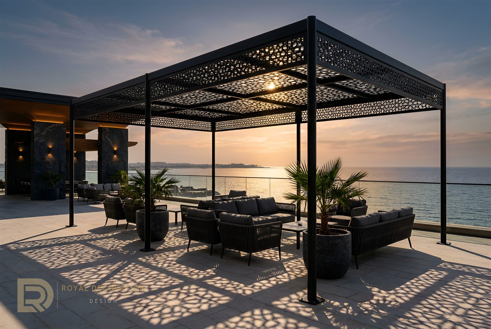 Five-Star Hotel — Matte Black PVD — Pergola terrace, Red Sea