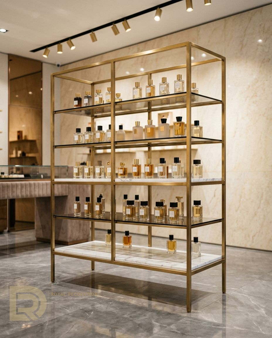 Perfume boutique gold stand