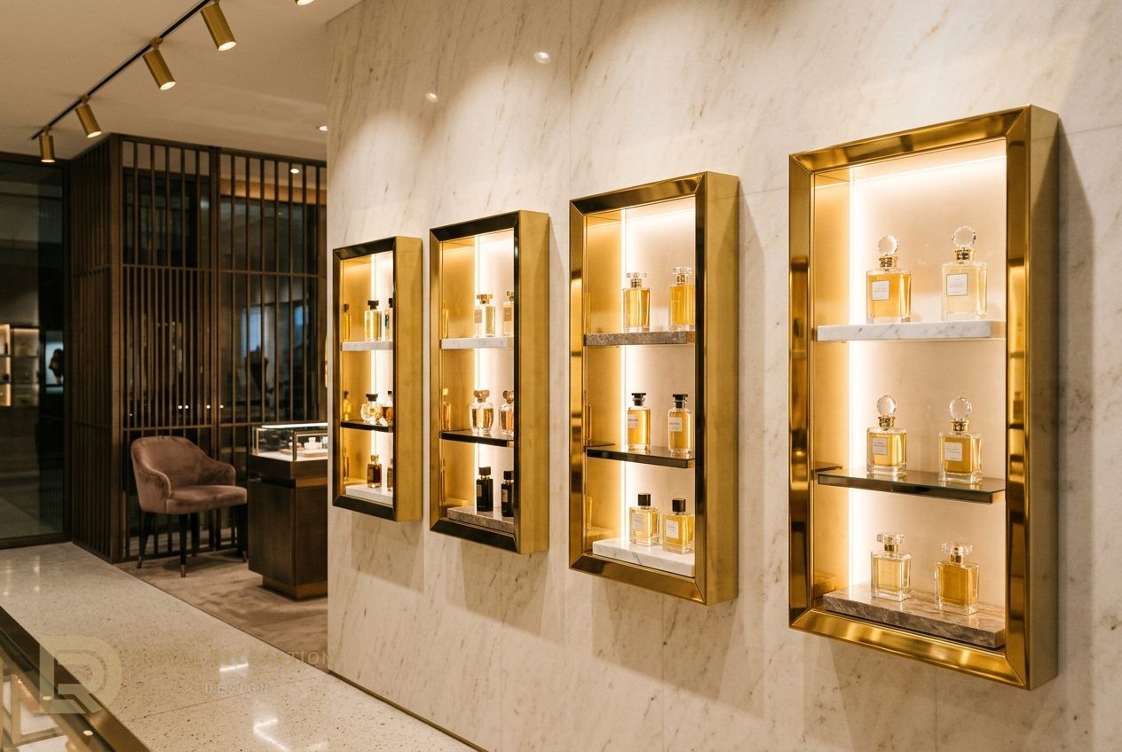 Perfume boutique gold frames