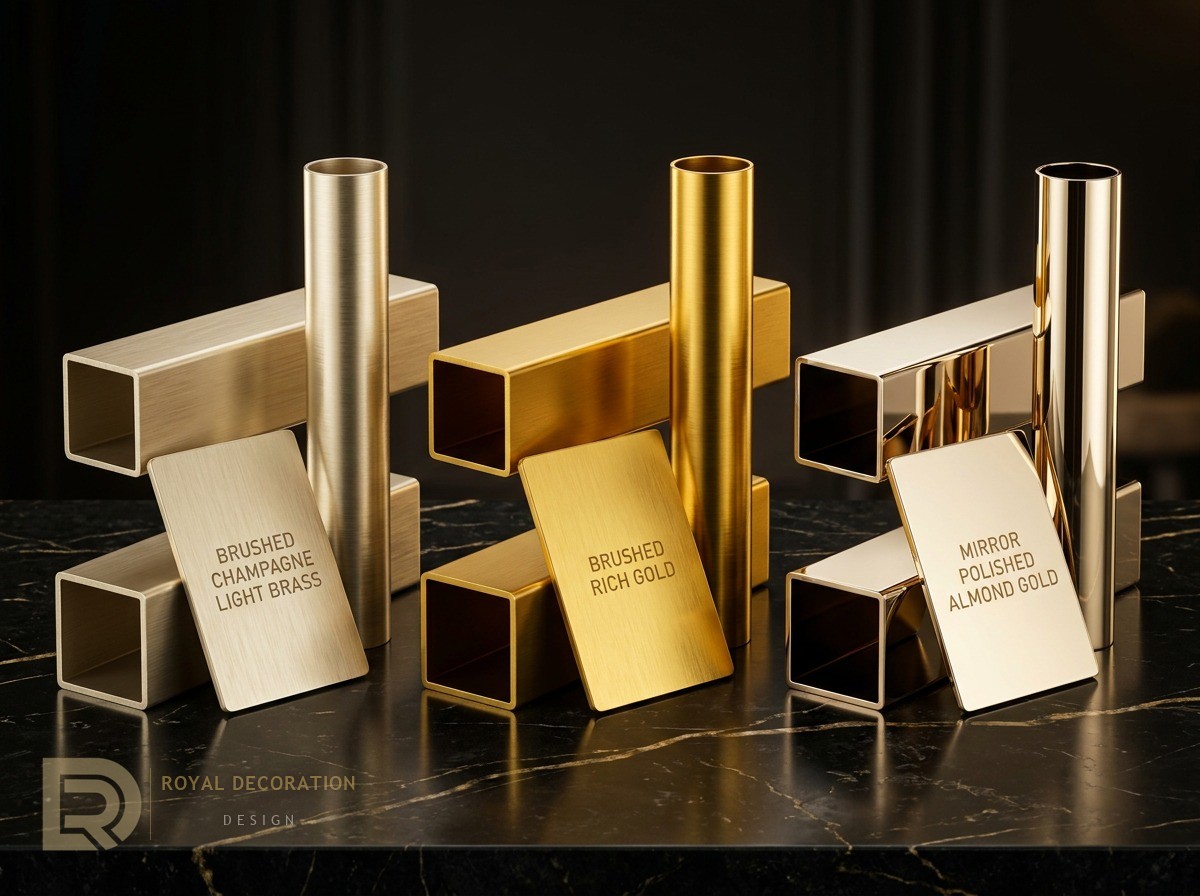 Electroplated gold and brass finishes