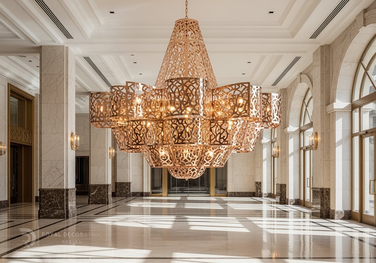 Royal Decoration light-fixtures-rose, luxury hotel
