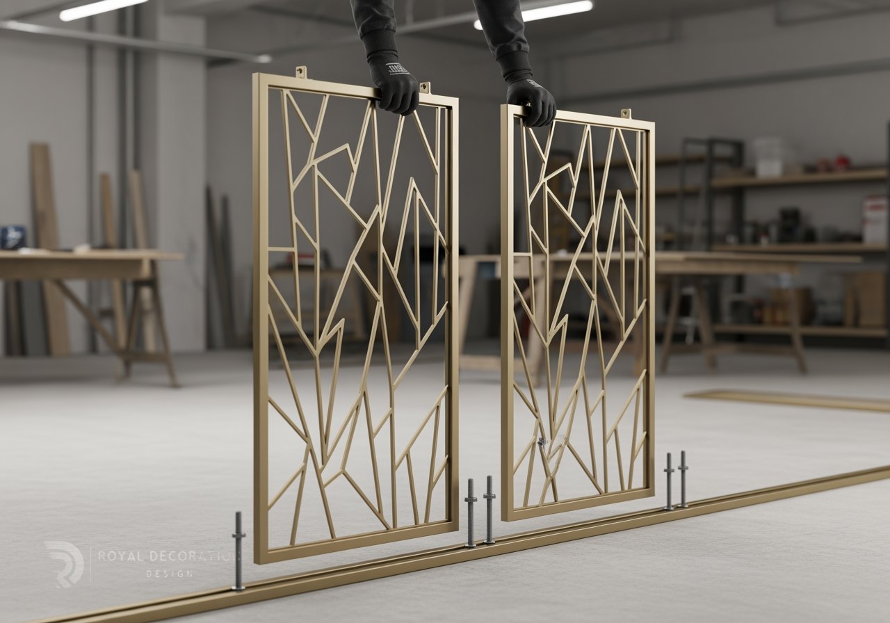 Screens — Laser-cut mashrabiya, gold