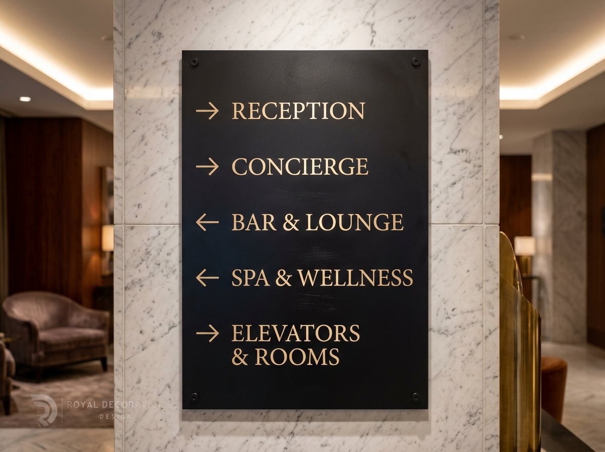 Royal Decoration signage-black-en, luxury hotel