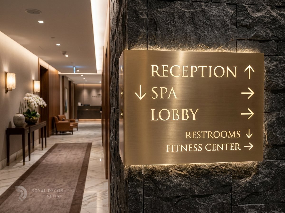 Royal Decoration signage-gold-en, luxury hotel