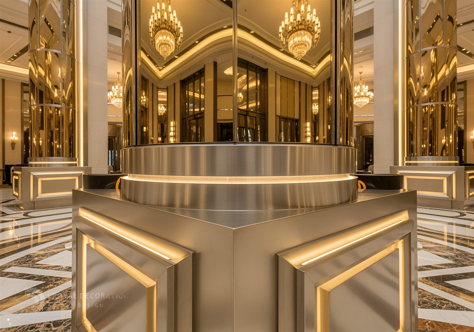 Royal Decoration stainless-steel-gold, luxury hotel